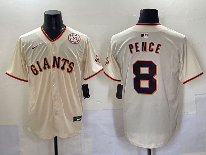 Men 2025 San Francisco Giants #8 Pence Cream Game Nike MLB Jersey style 7